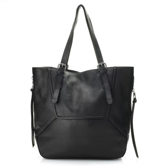 Kooba Crawford Black Leather Tote Bag With Double Handles Shoulder Purse NWT - Picture 1 of 7